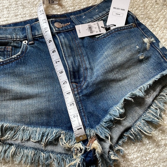 🍭 NWT EXPRESS SIZE 0 HIGH RISE CHEEKY DENIM SHORTS - Picture 8 of 10